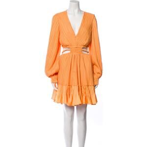 Simkhai V-Neck Orange Long Sleeve Midi Length Dress Size M